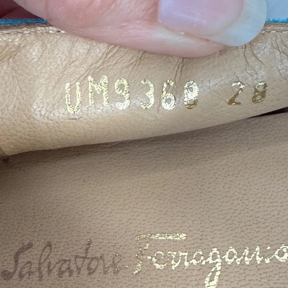 Salvatore Ferragamo‎ Teal Velvet Espadrille Loafers Gold Buckle Italy EU 28 0W